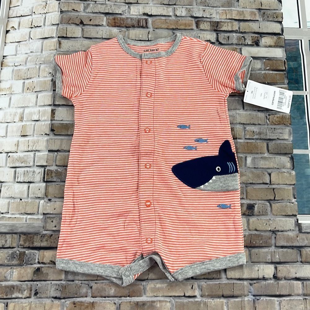 NWT Kids Orange Multicolored Graphic Button Up Onesie (3M) GC03